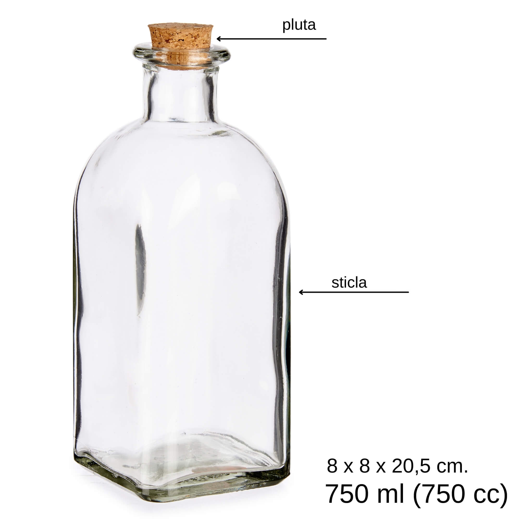 Poza Recipient sticla cu dop pluta pentru ulei, otet si alte condimente bucatarie 750 ml