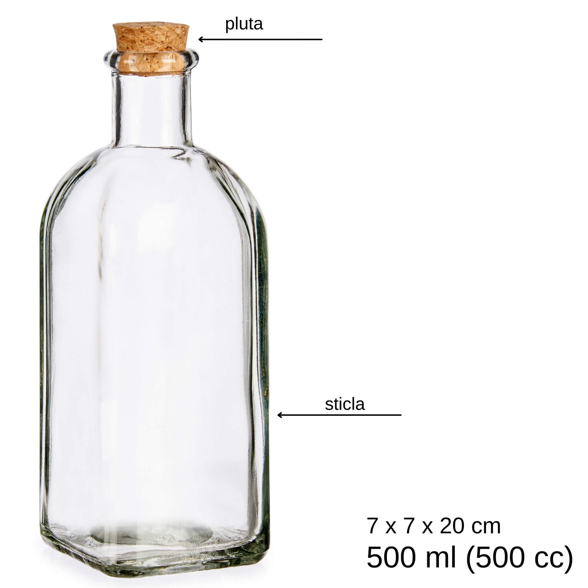 Poza Recipient sticla cu dop pluta pentru ulei, otet si alte lichide bucatarie 500 ml