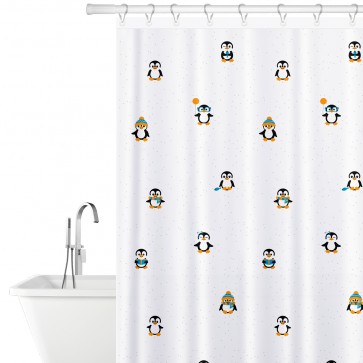 Perdea dus material textil, rezistenta la apa, antimucegai- Funny Pinguini 