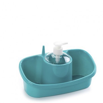 Dispenser detergent lichid cu suport burete si suport inel-turcoaz