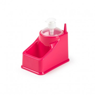Dispenser detergent lichid cu suport burete si suport inel-patrat -ciclam
