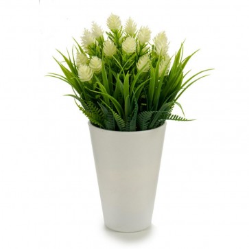 Ghiveci alb cu flori artificiale 10x20cm, alb