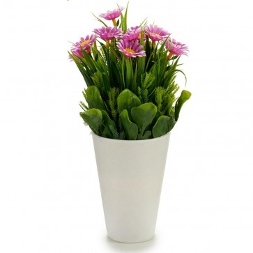 Flori artificiale, margarete in ghiveci alb 10x22 cm, purpuriu
