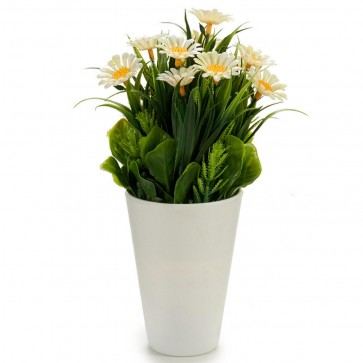Flori artificiale, margarete in ghiveci alb 10x22 cm, alb