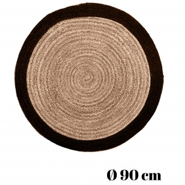 	 Covor rotund iuta naturala Ø 90 cm-negru