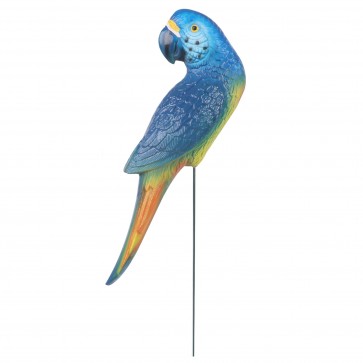 Decoratiune gradina, plastic, papagal pe bat, albastru, 74 cm