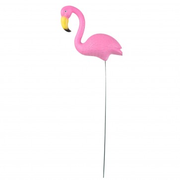 Decoratiune gradina, plastic, flamingo pe bat, 74 cm