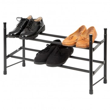 Suport de pantofi extensibil, 2 rafturi, negru Stilito
