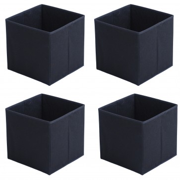 Set 4 cutii depozitare pliabila tip cub, negru