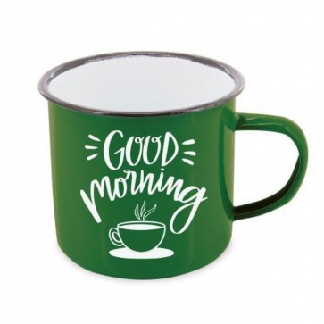Cana emailata, Good Morning, 300 ml, 8 cm, verde - Happymax