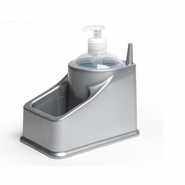 Dispenser detergent lichid cu suport burete si suport inel-patrat -argintiu