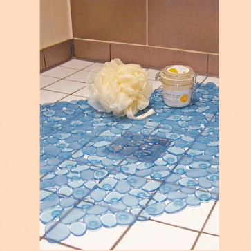 Covoras antiderapant pentru baie cu ventuze 52x53 cm-albastru