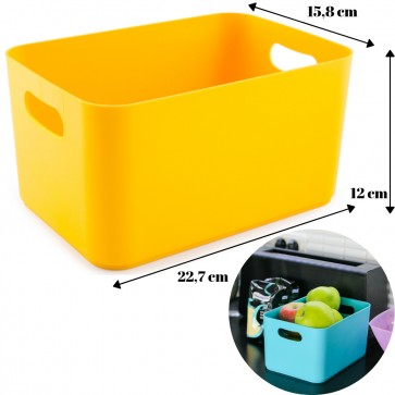 Cutie plastic pentru depozitare Joy-galben, cutie mica din plastic, cutie din plastic cu manere, cutie depozitare cosmetice si obiecte mici