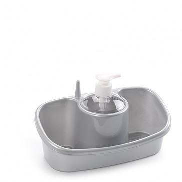 Dispenser detergent lichid cu suport burete si suport inel-argintiu