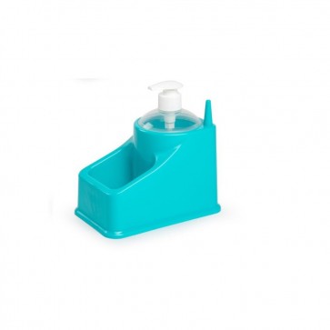 Dispenser detergent lichid cu suport burete si suport inel-patrat -bleu
