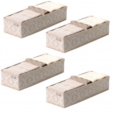 Set 4 cutii textile pentru organziare accesorii imbracaminte in sertare, Macrame, 42x14x9cm