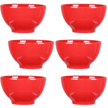 Set 6 boluri ceramice rosii pentru mic dejun Ø 14 cm