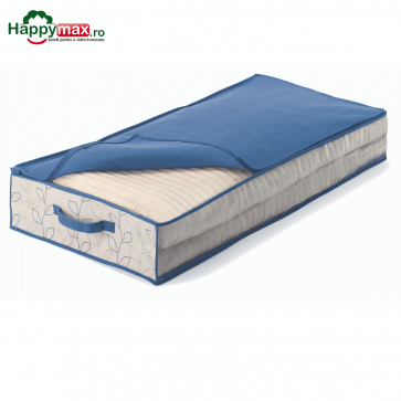 Husa cu fermoar pentru depozitare textile sub pat sau dulap-BLOOM-albastru 100x50x15cm
