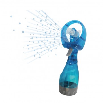 Mini ventilator, cu pulverizare de apa, portabil, 27x9x6,7  cm, albastru, Happymax