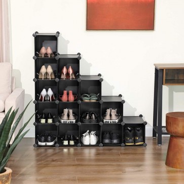 Organizator modular, dulap plastic pentru pantofi 15 compartimente-negru