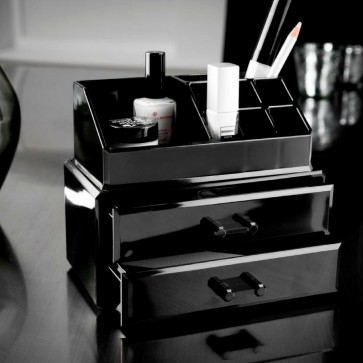 Organizator negru cosmetice make-up 2 sertare