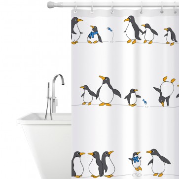 Perdea dus material textil, rezistenta la apa, antimucegai-Pinguini