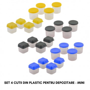 Set 4 cutii din plastic pentru depozitare - MINI