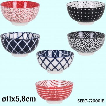 Set 6 boluri ceramice JAPO-11x5.8cm model Hana