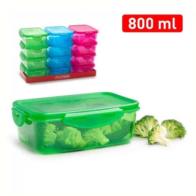 Caserola pentru mancare, rectangulara, 800 ml, Click, cutii alimente plastic cu capac, recipiente depozitare alimente, cutii depozitare caserola