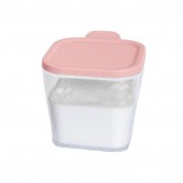 Cutie cu capac, depozitare produse alimentare, 11 x 13,5 x 10 cm, transparent-roz, Happymax