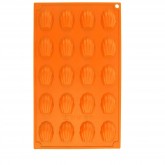 Forma de silicon pentru fursecuri, tip scoica, 20 alveole, 29,5x17,5x1cm, portocaliu, Happymax