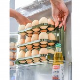 Suport organizator oua, pentru frigider, capacitate 28 oua, 3 niveluri, 23x20,5x11 cm, Happymax