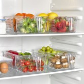 Cutie pentru frigider, cu 2 compartimente si maner, 15,5 x 30 x 9 cm, transparent