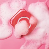 Perie vesela din silicon cu rezervor detergent lichid-rosu