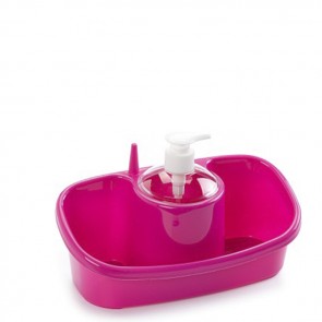 Dispenser detergent lichid cu suport burete si suport inel-roz