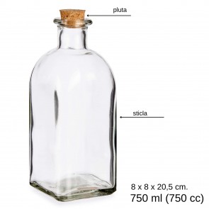 Recipient sticla cu dop pluta pentru ulei, otet si alte condimente bucatarie 750 ml