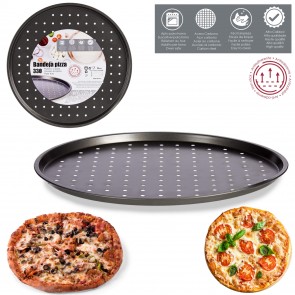 Tava perforata pentru copt pizza 33 cm, tava pizza perforata, tava pizza rotunda, tava pizza, tava speciala pizza