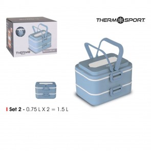 Set 2 caserole termoizolante, 2x0,75 litri, Thermosport, albastru - Happymax