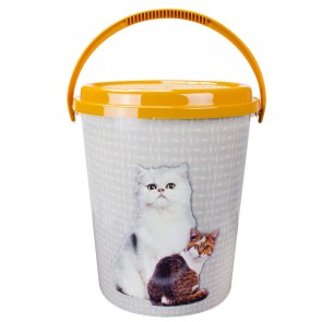 Galeata cu capac ermetic, recipient hrana uscata pisici 11 litri Kats