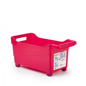 Cutie depozitare cu role, 38 x 18 x 18 cm,roz, Happymax , cutie depozitare cu roti, cutie depozitare cu role, cutie depozitare plastic cu roti, cutie depozitare jucarii cu roti