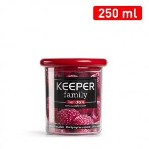 Cutie alimentara, multiple intrebuintari, 250 ml, transparenta, capac rosu,  Keeper
