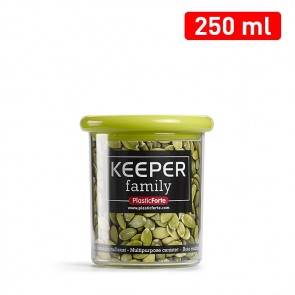 Cutie alimentara, multiple intrebuintari, 250 ml, transparenta, capac verde,  Keeper