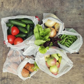 6 saci reutilizabili depozitare legume si fructe, poliester. Saci depozitare legume si fructe