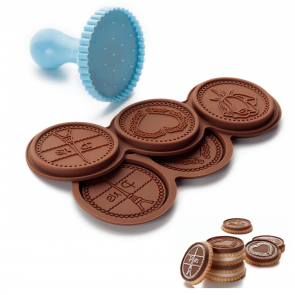 Kit forme silicon+decupator biscuiti ciocolata-Ibili