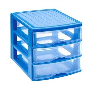 Organizator plastic cu  3 sertare Guadiana Albastru