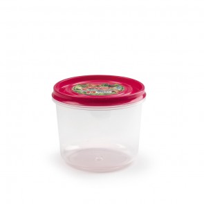 Cutie alimente, inchidere ermetica, rotunda, 1 L,  13,5 x inaltime 11 cm, capac roz