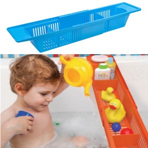 Atunci cand copilul prefera joaca in apa, folositi acest suport pentru jucarii pentru cada de baie. Suportul este demontabil si extensibil in acelasi timp astfel incat sa se potriveasca cu dimenziunile cazii dvs. Suportul poate fi folosit permanent intruc